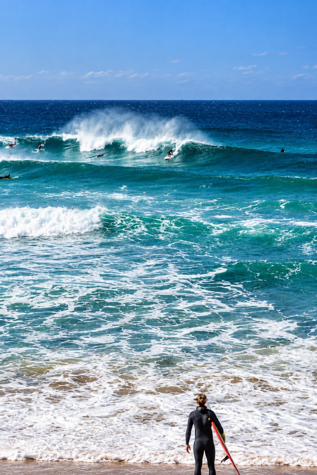 Surfer enjoying the waves près de Lajares in northern Fuerteventura