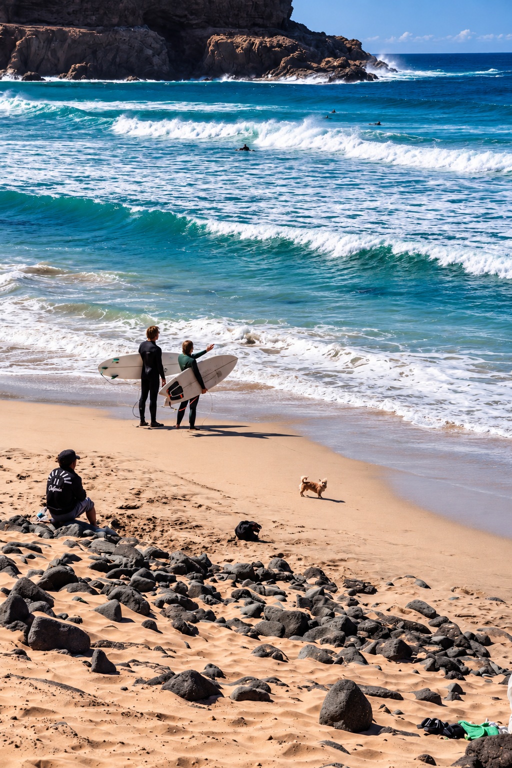 Surfing in the Atlantic Ocean près de Lajares, Fuerteventura